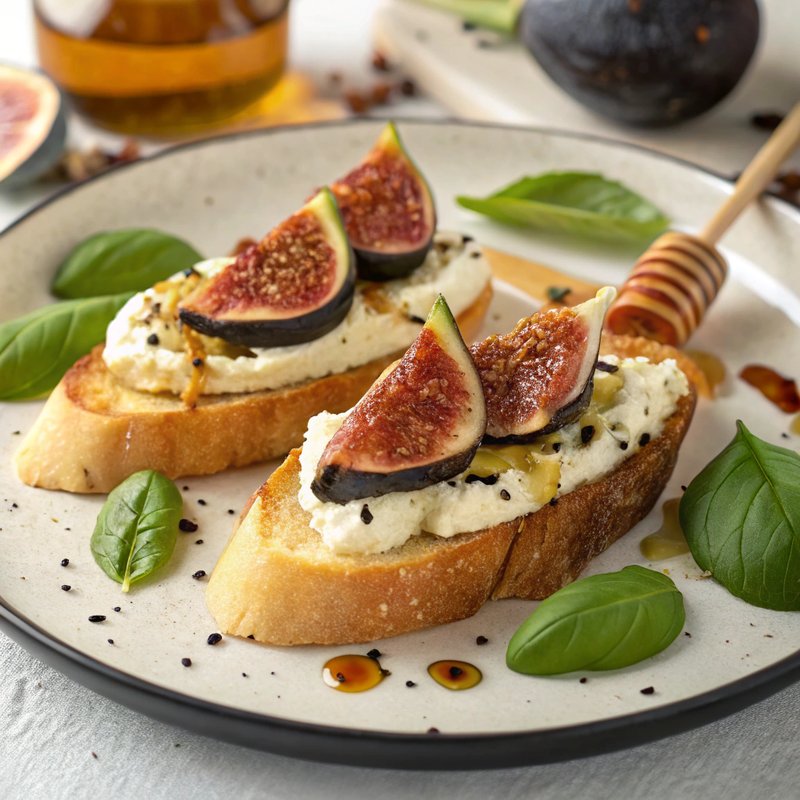 Fig and Ricotta Bruschetta with a Sweet Honey Drizzle