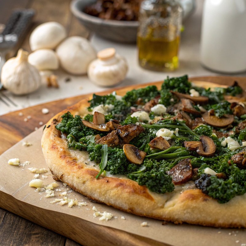 Wild Mushroom and Kale Pizza