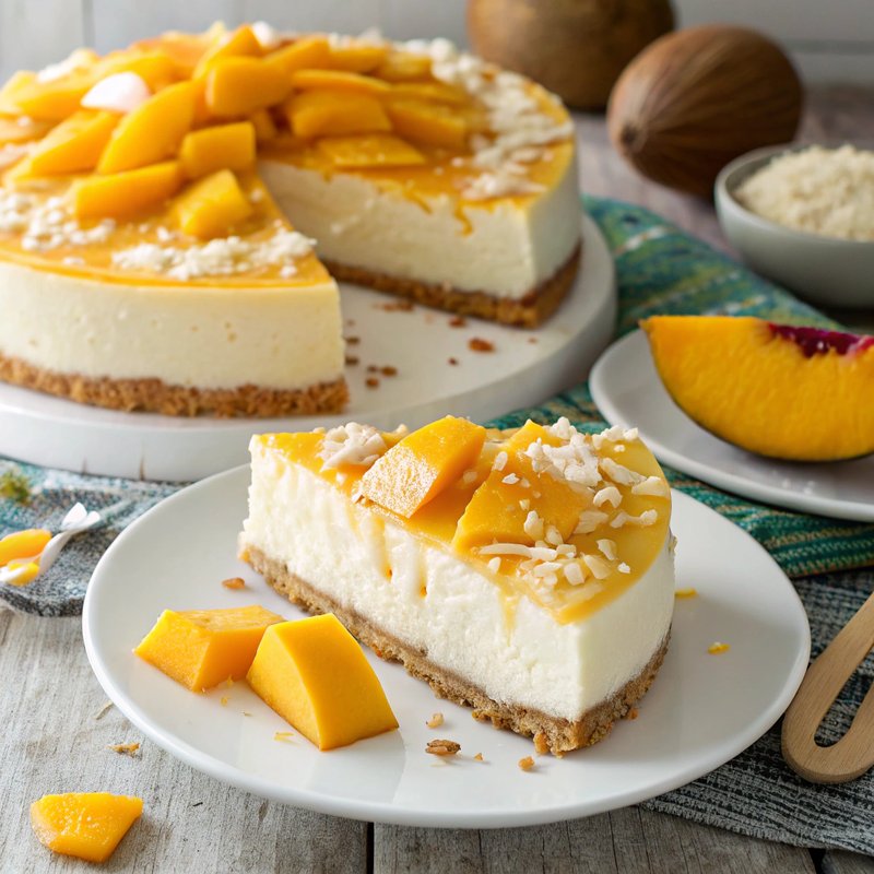 Tropical Coconut Mango Cheesecake