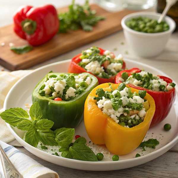 Pea and Feta Stuffed Peppers