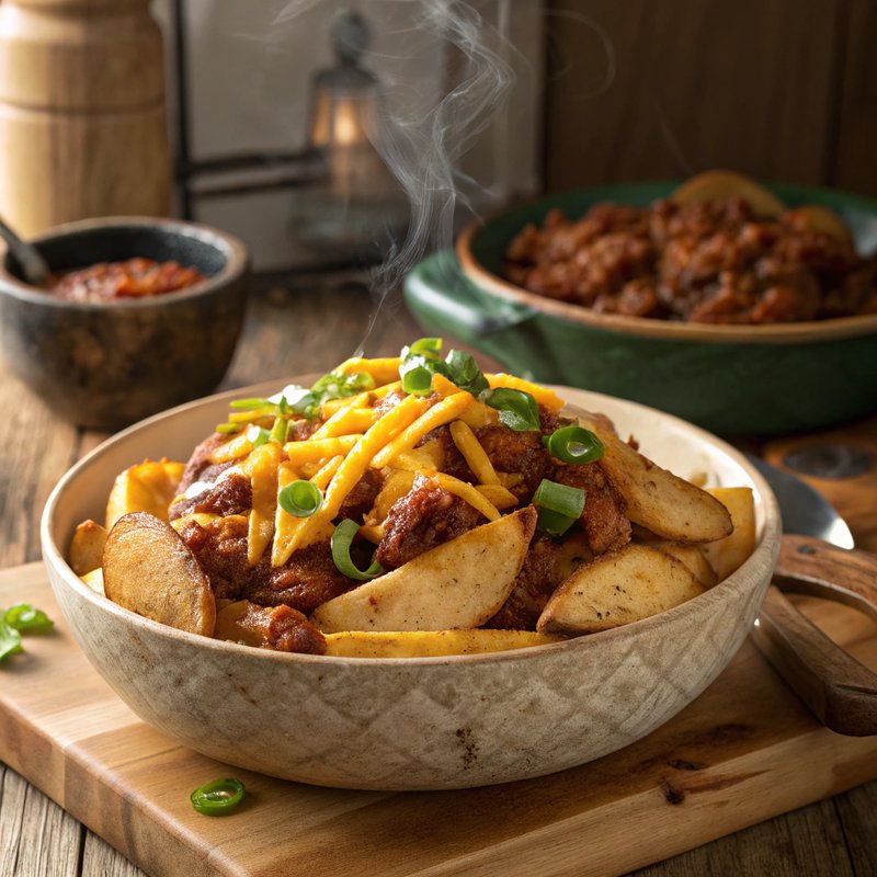 Country Potatoes with Chili and Cheese