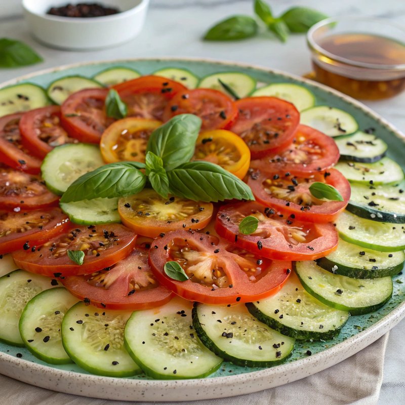 Italian Tomato and Cucumber Carpaccio