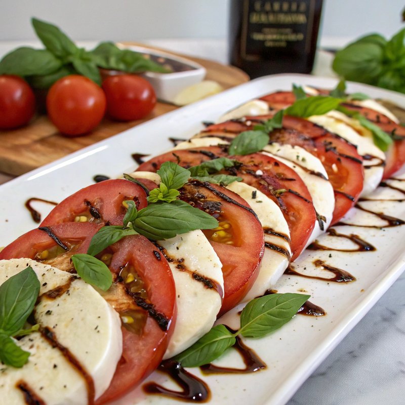 Enhanced Caprese Salad with Parmesan - Indulge in the vibrant flavors of this classic Italian Caprese salad, where juicy, ripe tomatoes meet creamy fresh mozzarella and aromatic basil, all 