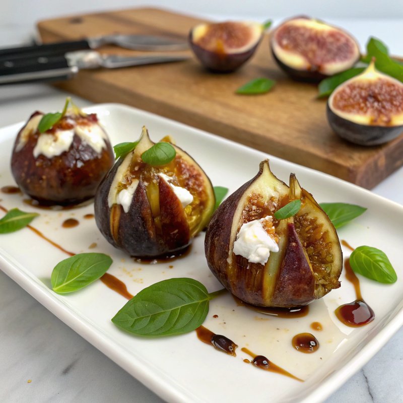 Fig and Goat Cheese Stuffed Figs with Honey Balsamic Glaze