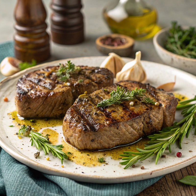 Herb and Garlic Broiled Beef Steaks