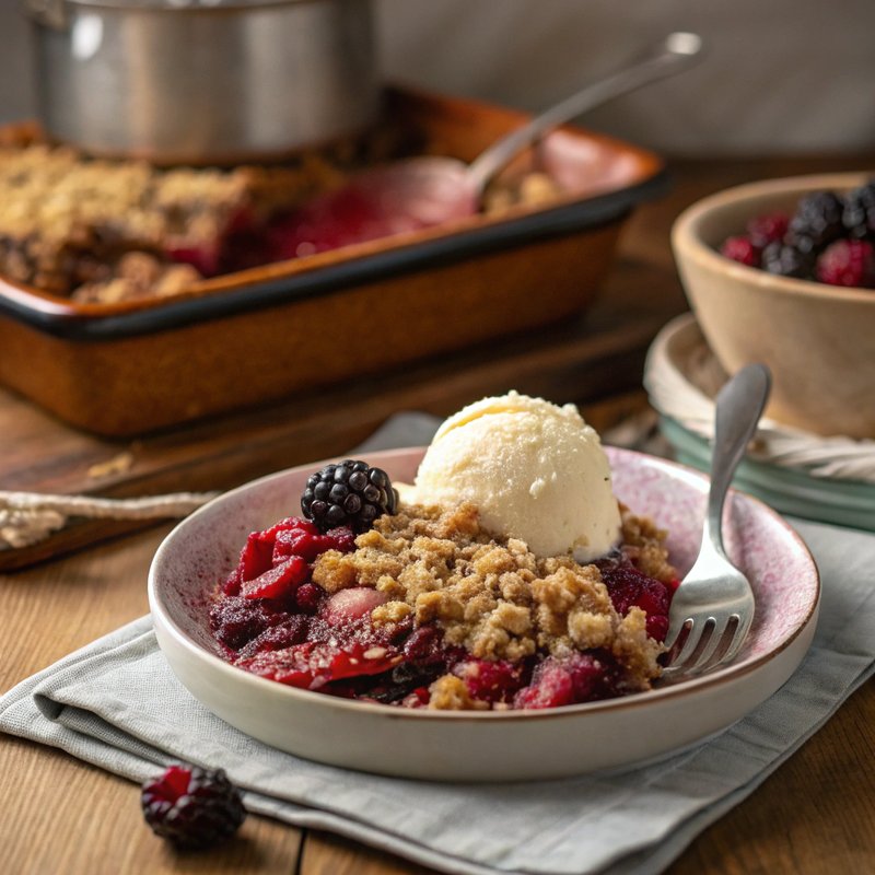Rhubarb and Blackberry Crisp