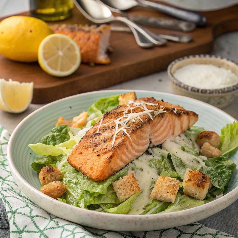 Grilled Salmon Caesar Salad