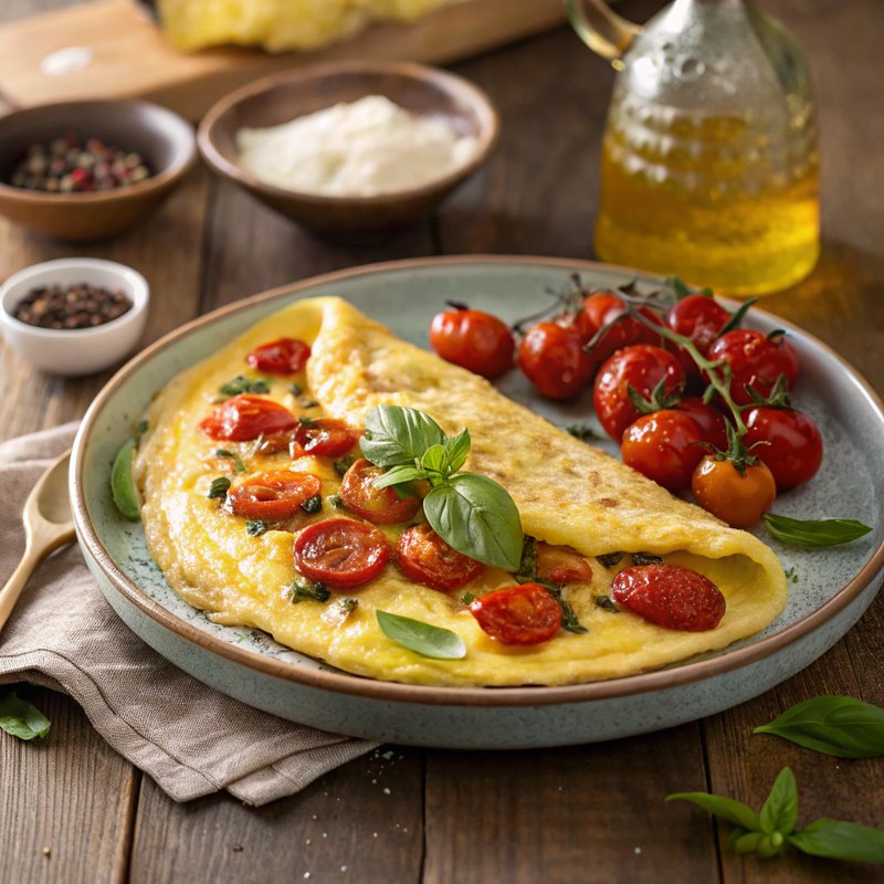 Roasted Garlic and Tomato Omelette