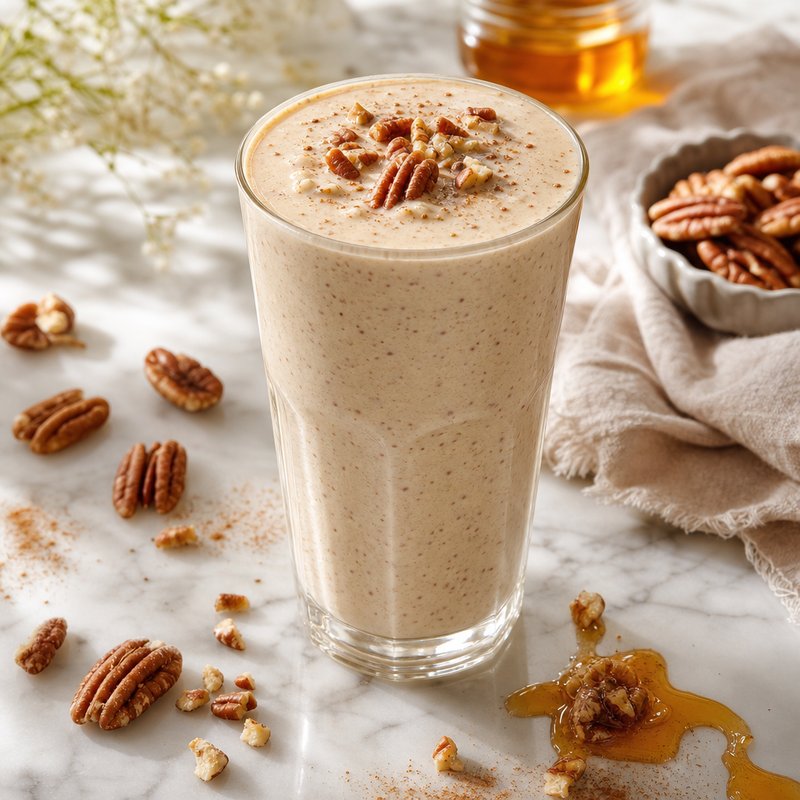 Enhanced Butter Pecan Protein Shake - Indulge in the rich and creamy flavor of this Butter Pecan Protein Shake, a delightful blend that combines the nutty essence of pecans with the sweet,
