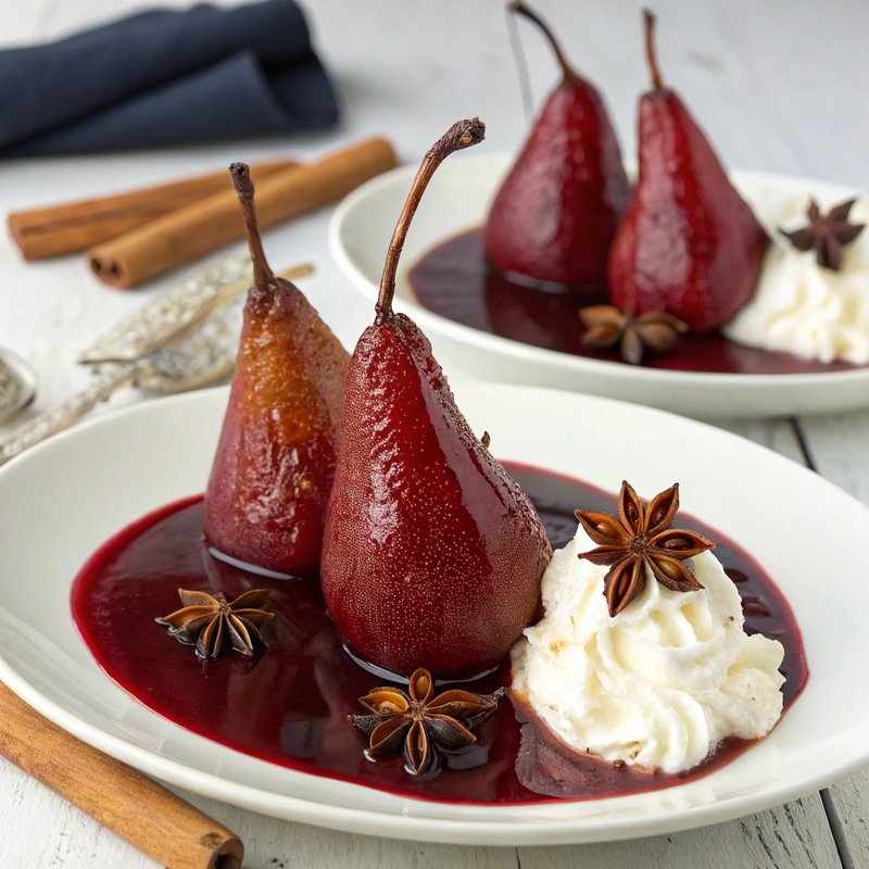 Pinotage Wine Poached Pears