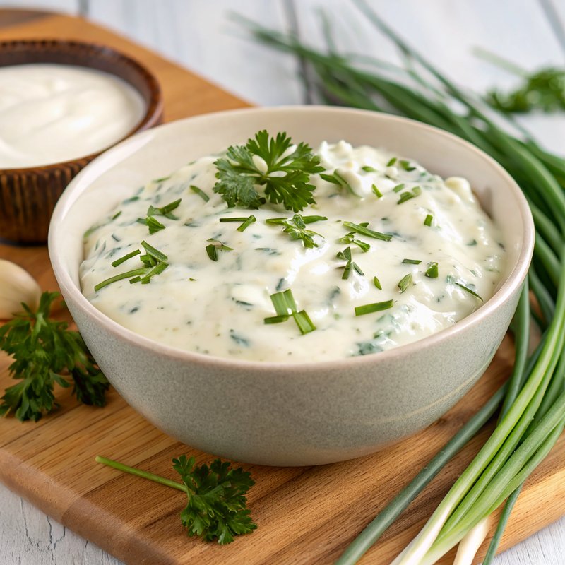 Roquefort Dressing - This creamy Roquefort dressing is a delightful blend of fresh ingredients, making it a perfect accompaniment to salads or as a dip. Roquefort cheese, 