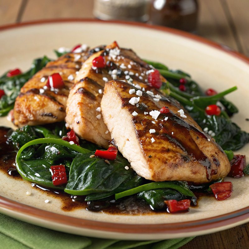 Balsamic Chicken with Sautéed Spinach