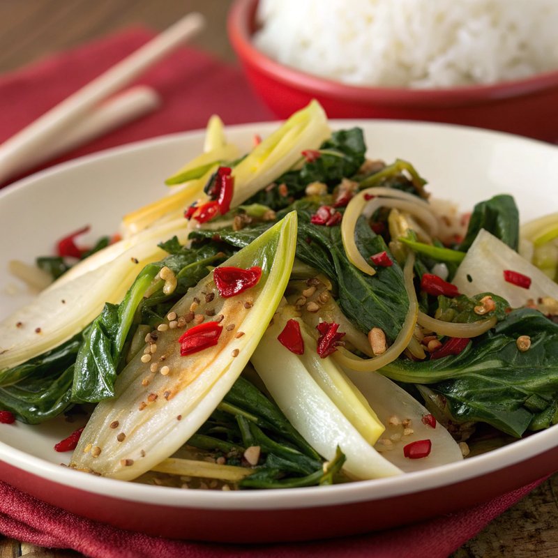 Endive and Spinach Stir Fry