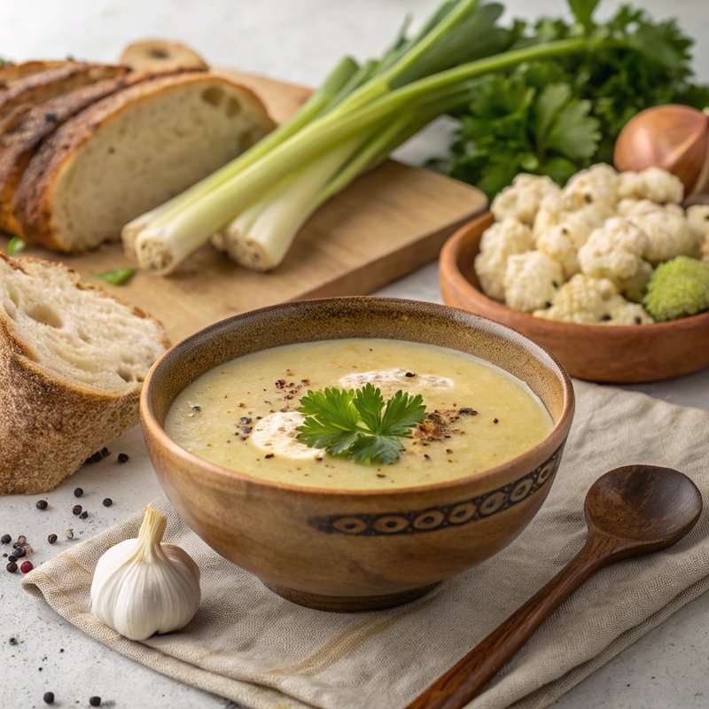Creamy Celery Root and Cauliflower Soup