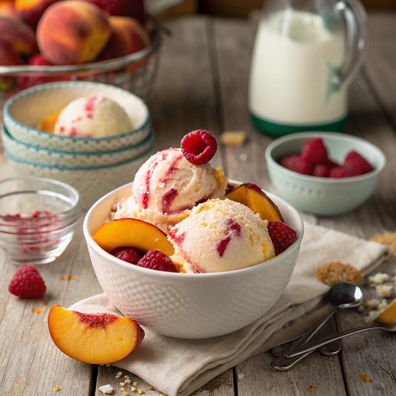 Nectarine and Raspberry Summer Dream Ice Cream