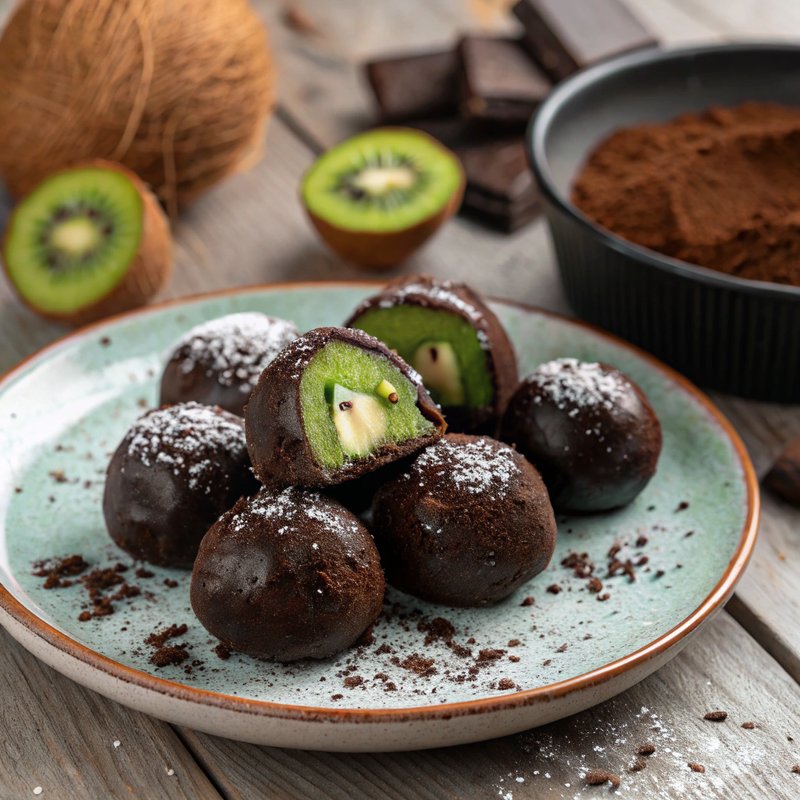 Kiwi and Dark Chocolate Truffles