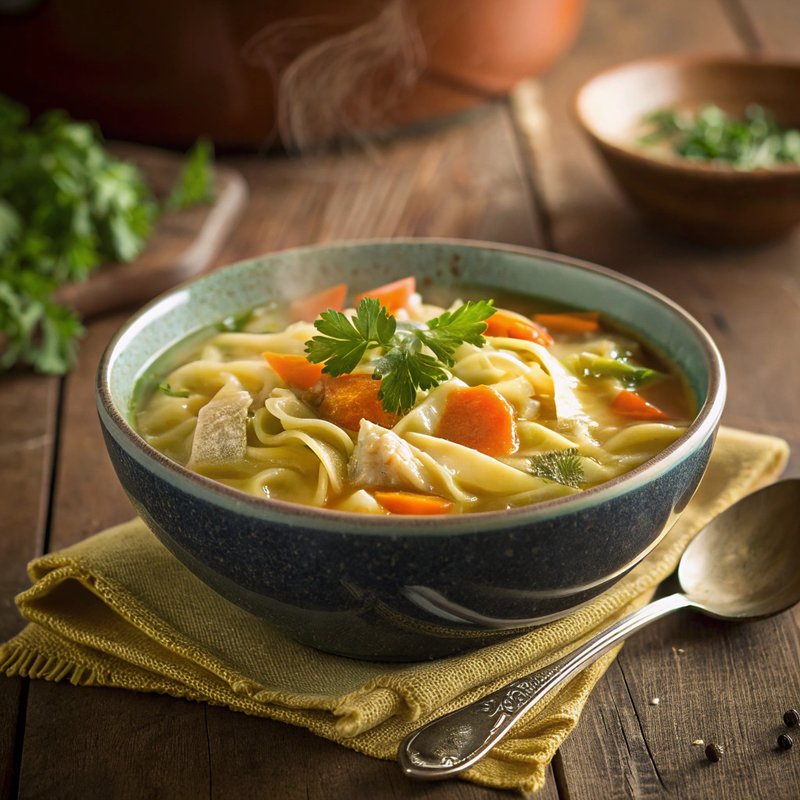 Cabbage and Egg Noodle Soup
