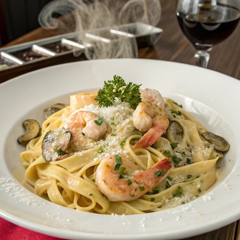 Creamy Mushroom and Shrimp Pasta