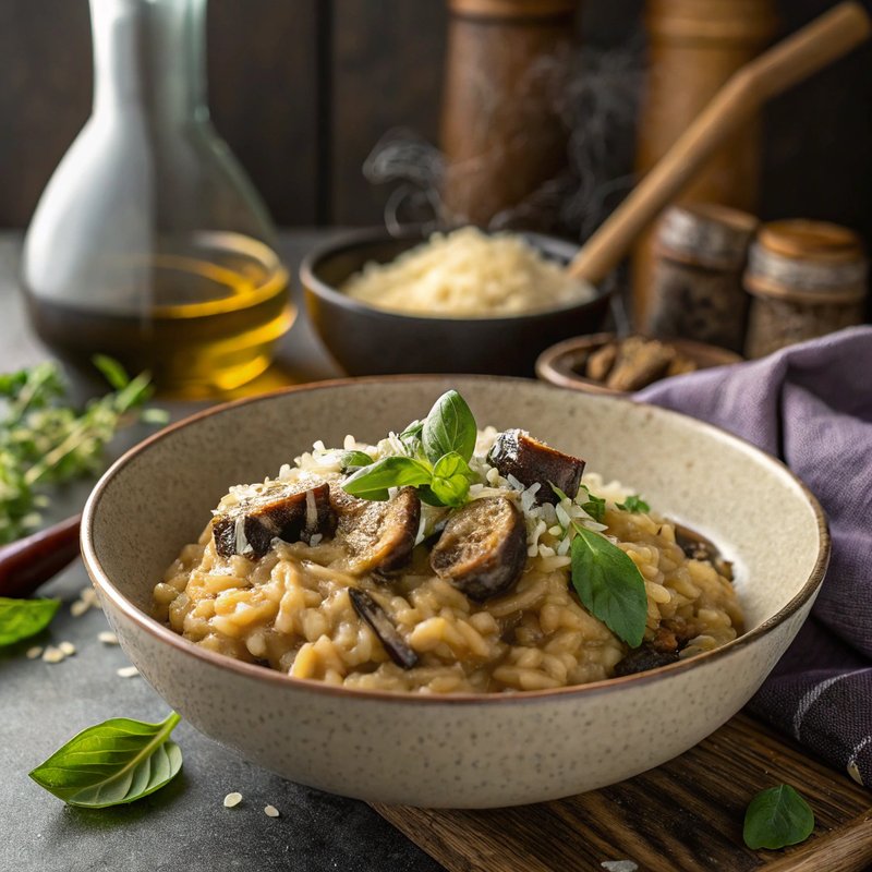 Eggplant and Mushroom Risotto