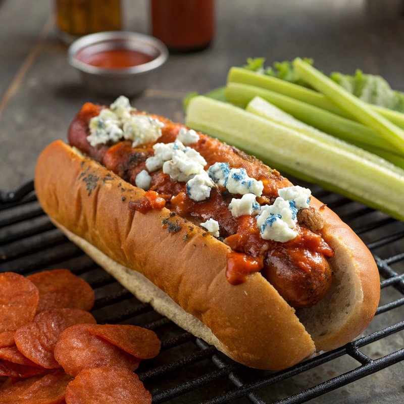 Buffalo Blue Cheese Hot Dog
