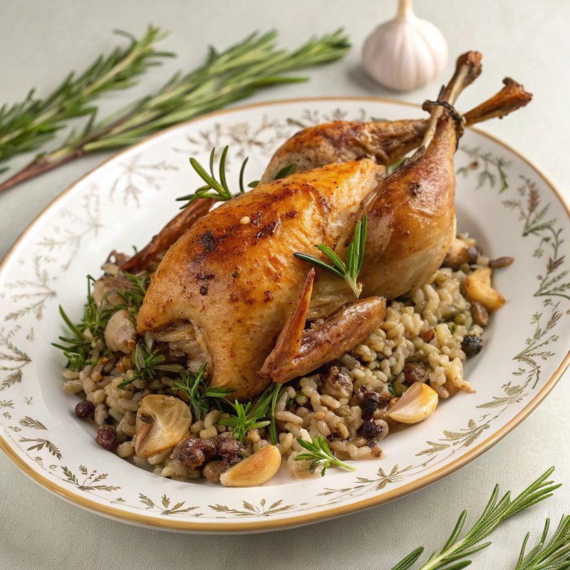 Quail Stuffed with Wild Rice