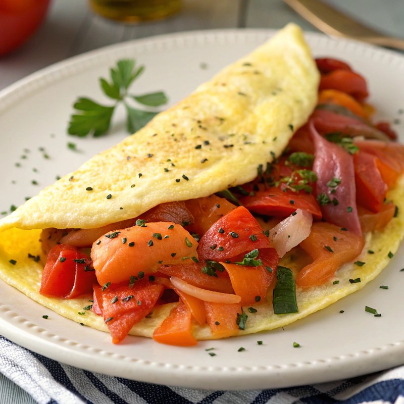 Bell Pepper and Smoked Salmon Omelette
