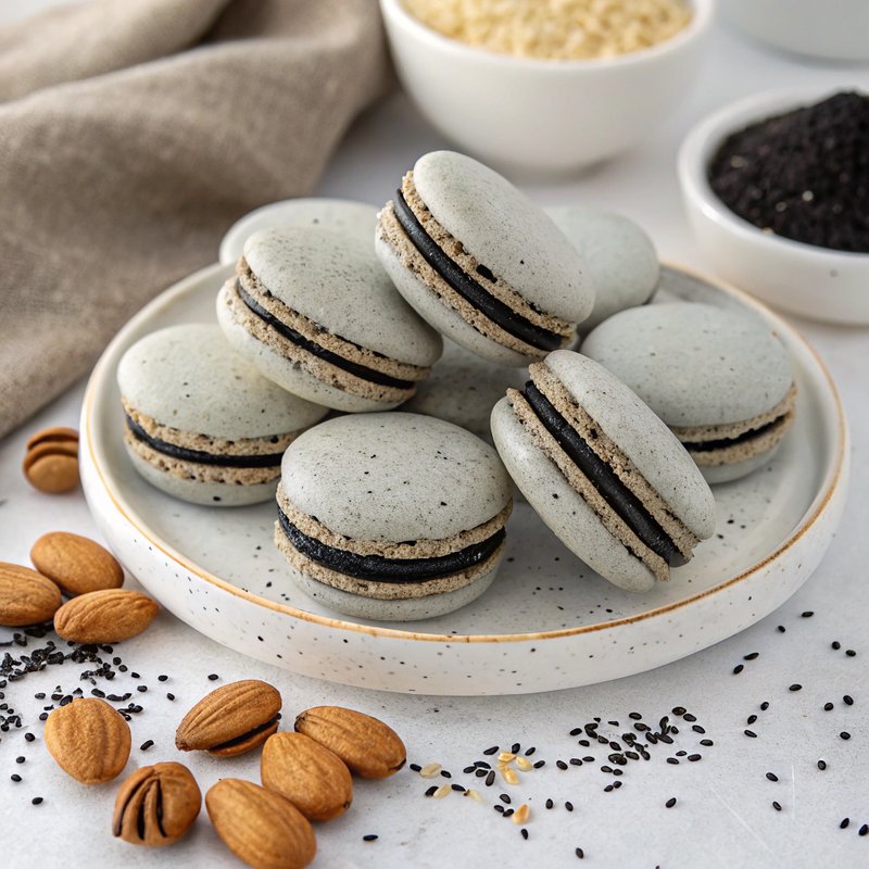Black Sesame Macarons
