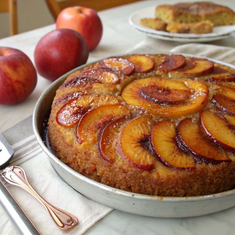 Caramelized Nectarine Upside Down Cake