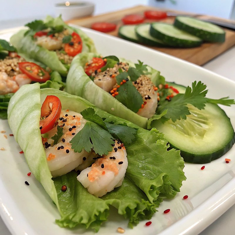 Sesame Shrimp and Cucumber Wraps