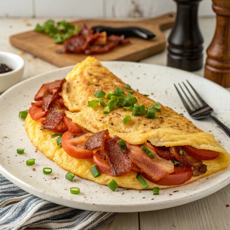 Hearty Bacon and Tomato Omelette
