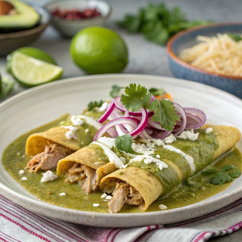 Enchiladas de Mole Verde Con Pollo